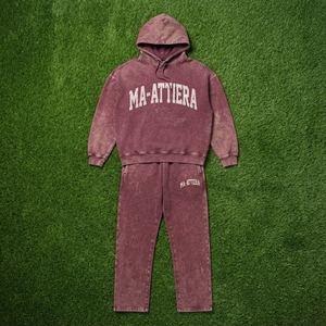 Conjunto de Sudadera Oversize Lavada Personalizada y Pantalones Anchos de Felpa para Mujer, Chándal de Algodón Estilo Urbano OEM ODM - Product Image 6