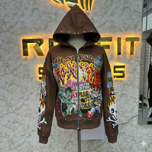 เสื้อฮู้ดสำหรับผู้ชาย2026มีซิปมีฮู้ดพิมพ์ลาย DTF วัสดุดีใหม่ - Product Image 1