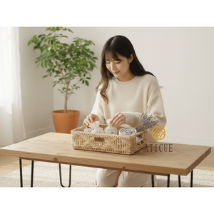 12x8x4 Inch Recycled Plastic and <b>Jute</b> Hamper <b>Basket</b> with Handle Living Room Multipurpose Organizer - Product Image 1