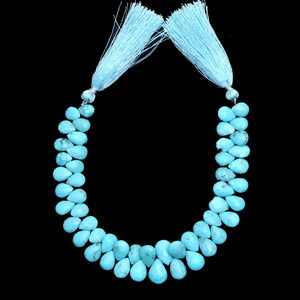 Turquesa natural 7x9mm-8x11mm piedra preciosa pera facetada Briolette Arizona turquesa cuentas de piedras preciosas semipreciosas para la fabricación de joyas - Product Image 2