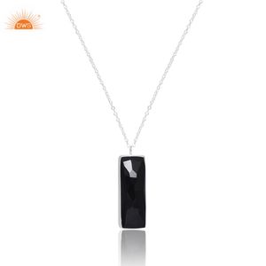 Collar con colgante de piedras preciosas de ónix negro Natural de plata de ley de aspecto increíble, colección de joyas para hombres, fabricante de joyas personalizadas - Product Image 1