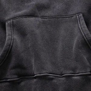 Sweat à capuche vintage épais personnalisé Patchwork Acid Washed Zip up Embroidery Distressed Hoodie pour hommes - Product Image 5