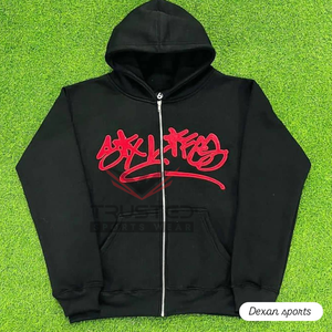เสื้อฮู้ดดี้ผู้ชายไซส์ใหญ่พิเศษ ผ้าฝ้าย 100% แบบมีซิป ทรงโอเวอร์ไซส์ มีกระเป๋า ผ้าฟลีซหนานุ่ม มีเชือกผูก ลายพิมพ์สำหรับฤดูหนาว - Product Image 5