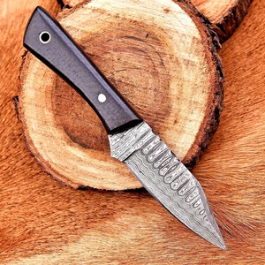 Couteau de chasse en plein air de camping à lame fixe en acier damas fait à la main manche en palissandre couverture en cuir Support OEM nouveau Design - Product Image 2