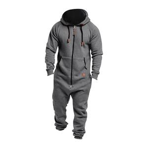 2024 mono de una pieza para hombre, pijama informal para otoño e invierno, mono con cremallera para hombre, pantalones de chándal de manga larga, empalme de Color puro - Product Image 6