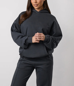 Chándal Informal Personalizable para Mujer, de Peso Medio, Cortavientos, Transpirable, de Algodón 100%, Color Sólido, Talla Grande - Product Image 2