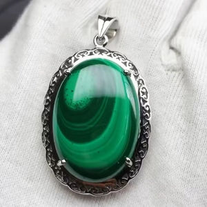 Sterling 925 Silver <b>Pendant</b> AAA Quality Natural Malachite Gemstone Unique Design Beautiful for Any Occasion <b>Fine</b> <b>Pendants</b> <b>Charms</b> - Product Image 1