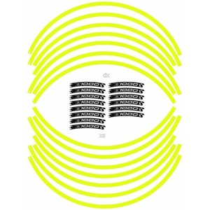 17 \ "strisce cerchio moto Kawasaki Z1000 compatibile segno giallo fluorescente - Product Image 1