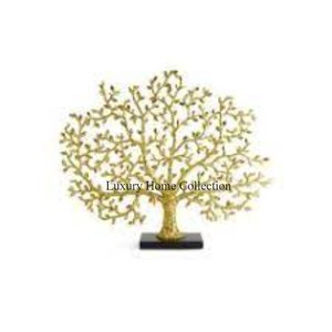 Gold Color Tree Shape Sculpture & Designer Fancy Look Metal Creative Decor Accent for Office Usage <b>Object</b> Supplies in Low Price - Product Image 1