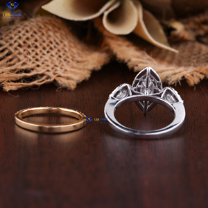 2.09TDW Bague en or blanc/rose avec diamant taille marquise, poire et rond par Lab-Stone Twinkling Diamond Ring Couleur EF-VS - Product Image 4