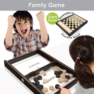 Tricket & checker 2-in-1เกมกระดานโต๊ะทำจากไม้ลูกซนอย่างรวดเร็ว & หมากฮอสย้อนกลับได้สำหรับครอบครัวสนุกสำหรับเด็กและผู้ใหญ่ - Product Image 2