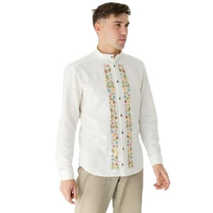 Camisa Formal de Manga Larga para Hombre, Tejido de Cintura Natural de Estilo Europeo, Respetuoso con el Medio Ambiente, Ropa de Fiesta Bordada - Product Image 1