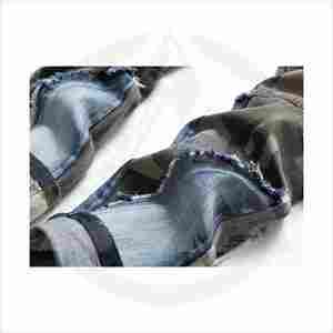 กางเกงยีนส์ขาตรงของผู้ชายกางเกงลำลองผ้ายีนส์ขาดแบบวินเทจสีน้ำเงินเทา - Product Image 5