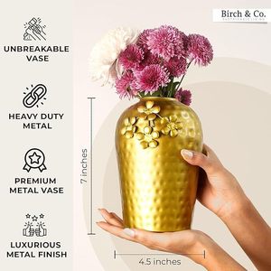 Top Selling Modern Antique Gold Coated Stainless Steel Iron Flower <b>Vase</b> Elegant Outdoor Home Garden <b>Decor</b> Party Wedding Events - Product Image 3