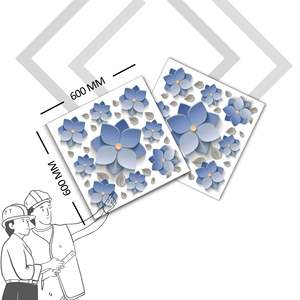 Carreaux de mur en porcelaine vitrifiée de fleur blanche bleue de haute qualité de 60x60 cm finition brillante pour la salle de bains résidentielle de luxe-Offre Spéciale! - Product Image 1