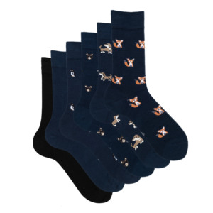 Calcetines de Algodón y Elastano para Hombre, 6 Pares, Diseños de Animales, Color Blanco, Talla Única, Desechables, para Invierno, Viene con Regalo - Product Image 5