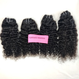Extensions de cheveux humains indiens Remy, double trame, cuticules alignées, ondulations profondes, couleur naturelle, à clipser - Product Image 1