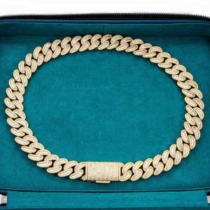 Cadena Cubana Hip Hop Franco con 1 Baguette de Moissanita, Gran Calibre, Pasa Prueba de Diamante, Plata Italiana 925 - Product Image 4