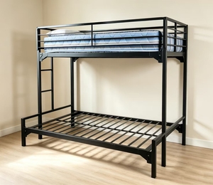 <span class=keywords><strong>Letto</strong></span> a Castello in Metallo Nero con Scala Laterale Dritta, <span class=keywords><strong>Letto</strong></span> a Due Piani in Acciaio <span class=keywords><strong>per</strong></span> Dormitorio del Personale - Product Image 4