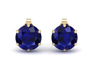 Boucles d'oreilles REYES au design élégant, saphir bleu rond de 2,6 carats, pour femmes, solitaire, argent sterling 925, bijoux en moissanite - Product Image 2