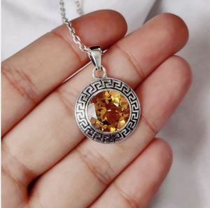 Pendentif rond élégant en argent sterling 925 avec pierre précieuse citrine, bijoux fins à porter tous les jours, pendentifs et breloques de qualité supérieure, unisexe - Product Image 2