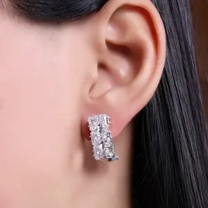 Boucles d'oreilles à levier en cristal, bijoux élégants en argent pour femmes - Product Image 4