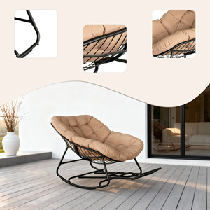 Ensemble de chaises <span class=keywords><strong>à</strong></span> <span class=keywords><strong>bascule</strong></span> modernes <span class=keywords><strong>à</strong></span> cadre en acier-Mobilier de jardin pour balcon extérieur avec nid d'oiseau durable et imperméable - Product Image 2