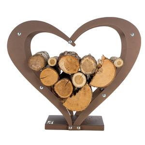 Porte-bûches en forme de coeur en métal avec revêtement en poudre marron parfait pour le stockage de bois de chauffage extérieur élégant et la décoration de jardin - Product Image 2