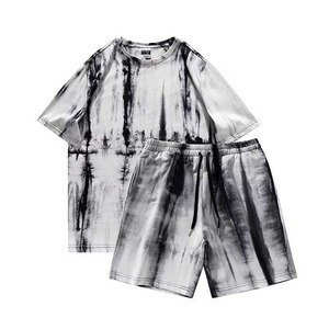 Heavyweight T Shirt and Shorts Set Summer Two Piece Outfit for <b>Men</b> Production Factory Screen Print Embroidery - Product Image 2