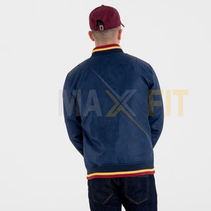 Blousons bombardiers personnalisés, vente en gros, blousons bombardiers à fermeture éclair teints en bleu pour hommes, veste intérieure personnalisée en polyester à la taille élastique - Product Image 6