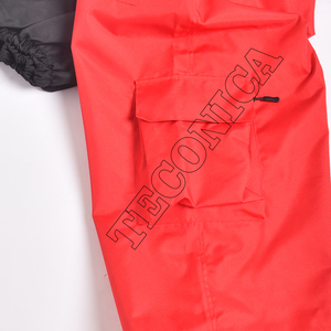 Pantalones de esquí impermeables rojos y negros de dos colores para exteriores Pantalones de snowboard con bucles para cinturón Bolsillos con cremallera y cintura con cordón - Product Image 5
