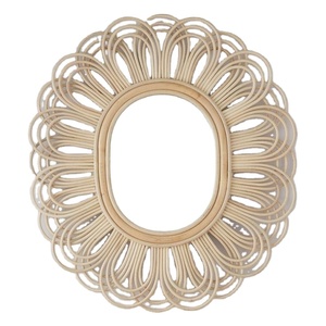 Vintage Resto Rattan Marco Pared Espejo Elegante Hecho A Mano Estilo Boho Decoración Del Hogar - Product Image 1