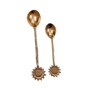 Juego de cucharas de cubiertos Premium en acero inoxidable con mango de diseñador de latón fundido Cubiertos perfectos para accesorios de comedor elegantes - Product Image 2