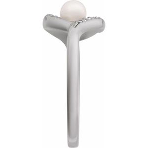 Accented Pearl <b>Ring</b> Vintage Fine Jewelry with <b>Opal</b> Gemstone Rhodium Plated Set in Vintage Style for Everyday Wear or Gift - Product Image 3