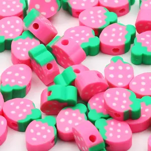 香椿10毫米30支卡通时髦粉色草莓DIY饰品制作配件艺术工艺项链手链粘土散珠套装