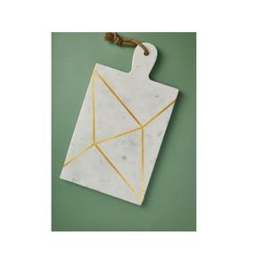 Plateau à fromage en marbre poli avec une disposition élégante pour la présentation de la charcuterie, des fruits et des collations gastronomiques - Product Image 1