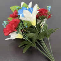 Fleurs artificielles 42,5 cm, bouquet de lys et de carnations artificielles pour la décoration de vase, arrangements floraux et de fleurs pour mariage, approvisionnement en gros