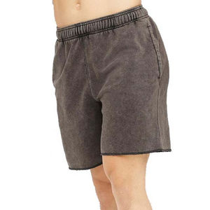 Short de gym vintage pour homme en coton éponge française personnalisée avec broderie en détresse Applique Patch Style Streetwear - Product Image 2