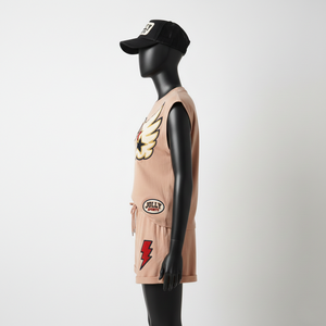 <b>Women</b> Sleeveless <b>T</b> <b>Shirt</b> <b>And</b> <b>Shorts</b> <b>Set</b> Premium 240 GSM Cotton Elastane Soft Touch Embroidered Logo <b>Set</b> 100% Cotton <b>Women's</b> <b>Sets</b> - Product Image 3