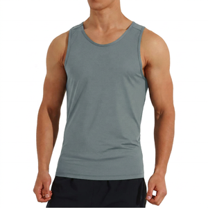 Camiseta sin Mangas para Hombre, Color Verde Sólido, Cuello Redondo, Tejida, Transpirable, Informal - Product Image 2