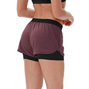 Shorts en coton à taille élastique à carreaux respirants à séchage rapide écologiques à coupe ajustée décontractée pour femmes - Product Image 3