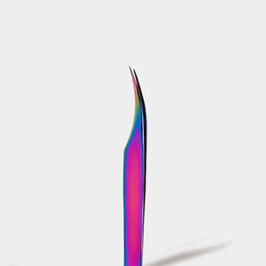 Pinzas para Pestañas de Acero Inoxidable Color Arcoíris, Forma de F, MCS-18, Muestra Gratis - Product Image 1
