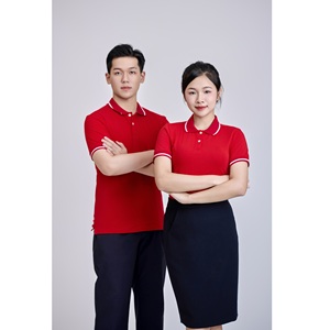 Chemise décontractée pour homme en tricot 95% coton + 5% élasthanne, logo contrasté sur le devant, col rouge boutonné, coupe classique - Product Image 3