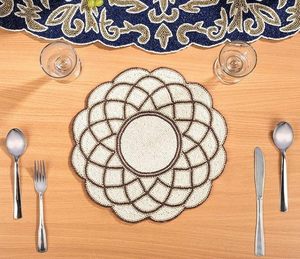 El mejor diseño temático, vajilla redondeada, mantel decorativo con cuentas de vidrio, Mantel Individual para fiestas y otras funciones - Product Image 6