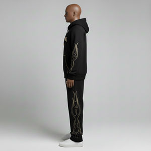 ชุดวอร์มแบบมีซิปผู้ชาย ผ้าฟลีซผสมผ้าฝ้าย 80% โพลีเอสเตอร์ 20% เนื้อหนา นุ่มสบาย 500 GSM ไซส์ใหญ่พิเศษ ชุดวอร์มผู้ชายแบบมีซิป - Product Image 3