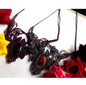 Collier en macramé en jaspe en forme de poire, pendentif en fil multicolore, fait à la main, réglable, cadeau pour femme - Product Image 5