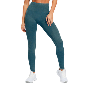Mallas de gimnasio para mujer lavadas con ácido de cintura alta, ropa deportiva Vintage sin costuras, tela de punto ligera, logotipo personalizado al por mayor - Product Image 1