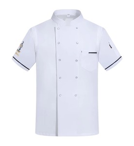 Venta caliente personalizable mangas cortas chef overoles Chef uniforme Hotel uniforme restaurante bar uniforme Unisex Chef abrigo - Product Image 5