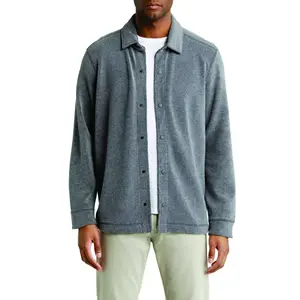 Vintage Men's Polar Flannel Shirt Jacket Fitted Plaid Heavy Lined Flannel Shirt Jacket Steel Gray Patch Flannel Jacket for Men
