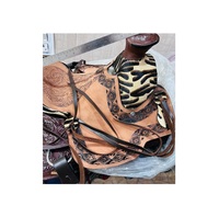 Selle de cheval Western Barrel de qualité supérieure en cuir véritable marron avec arbre en plastique à pointe florale en gros vente chaude